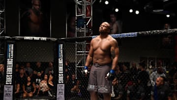 LAS VEGAS, NV - JULY 11: Zu Anyanwu stands in the octagon before facing Greg Rebello in their heavyweight bout during Dana White's Tuesday Night Contender Series at the TUF Gym on July 11, 2017 in Las Vegas, Nevada. (Photo by Brandon Magnus/DWTNCS)
