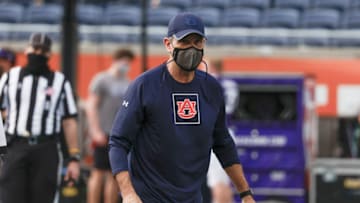 Jan 1, 2021; Orlando, FL, USA; Auburn Tigers interim head coach Kevin Steele walks on the field before the game against the Northwestern Wildcats at Camping World Stadium. Mandatory Credit: Reinhold Matay-USA TODAY Sports