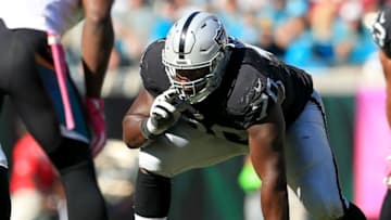 JACKSONVILLE, FL - OCTOBER 23: Kelechi Osemele #70 of the Oakland Raiders in action during the game against the Jacksonville Jaguars at EverBank Field on October 23, 2016 in Jacksonville, Florida. (Photo by Rob Foldy/Getty Images)