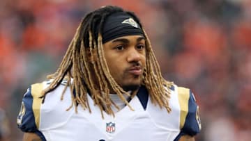 Nov 29, 2015; Cincinnati, OH, USA; St. Louis Rams running back Tre Mason (27) against the Cincinnati Bengals at Paul Brown Stadium. The Bengals won 31-7. Mandatory Credit: Aaron Doster-USA TODAY Sports