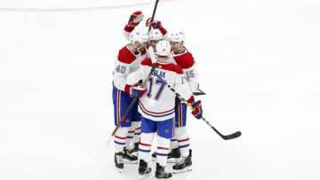 BOSTON, MA - DECEMBER 01: Montreal celebrates the goal from Montreal Canadiens right wing Joel Armia (40) during a game between the Boston Bruins and the Montreal Canadiens on December 1, 2019, at TD Garden in Boston, Massachusetts. (Photo by Fred Kfoury III/Icon Sportswire via Getty Images)
