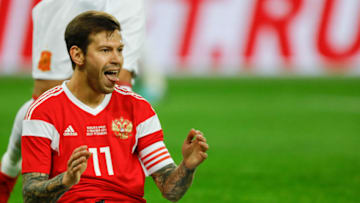 SAINT PETERSBURG, RUSSIA - NOVEMBER 14: Fedor Smolov of Russia reacts during Russia and Spain International friendly match on November 14, 2017 at Saint Petersburg Stadium in Saint Petersburg, Russia. (Photo by Epsilon/Getty Images)
