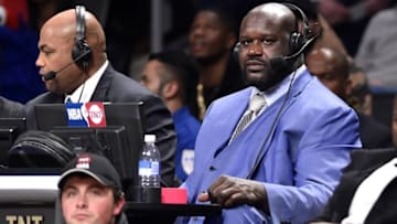 Feb 13, 2016; Toronto, Ontario, Canada; Shaquille O'Neal during the NBA All Star Saturday Night at Air Canada Centre. Mandatory Credit: Bob Donnan-USA TODAY Sports