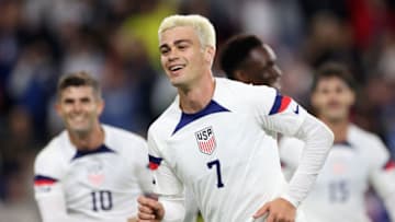 Gio Reyna celebrates after scoring (Photo by John Dorton/ISI Photos/USSF/Getty Images for USSF)