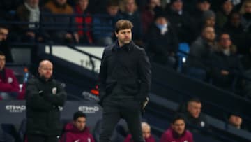 MANCHESTER, ENGLAND - DECEMBER 16: Mauricio Pochettino, Manager of Tottenham Hotspur looks on during the Premier League match between Manchester City and Tottenham Hotspur at Etihad Stadium on December 16, 2017 in Manchester, England. (Photo by Clive Brunskill/Getty Images)
