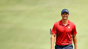 GREENSBORO, NORTH CAROLINA - AUGUST 15: Adam Scott of Australia walks up the 18th fairway, the first-playoff hole in a six-way sudden-death playoff, during the final round of the Wyndham Championship at Sedgefield Country Club on August 15, 2021 in Greensboro, North Carolina. (Photo by Jared C. Tilton/Getty Images)