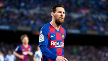 BARCELONA, SPAIN - MARCH 07: Lionel Messi of FC Barcelona looks on during the Liga match between FC Barcelona and Real Sociedad at Camp Nou on March 07, 2020 in Barcelona, Spain. (Photo by Pedro Salado/Quality Sport Images/Getty Images)
