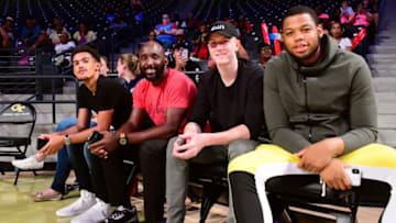 Lloyd Pierce, Trae Young, Omari Spellman, and Kevin Huerter of the Atlanta Hawks (Photo by Scott Cunningham/NBAE via Getty Images)