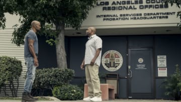 "Hopeless Sinners" -- Chris brings the SWAT team into her personal mission to save a teenage girl from a charismatic, predatory religious leader (Sean Patrick Thomas) using his church for illicit gain. Also, Hondo receives troubling news about Darryl related to Leroy, Darryl's father, being released from prison, and Tan's wedding planning hits a snag, on S.W.A.T., Wednesday, Dec. 16 (10:00-11:00 PM, ET/PT) on the CBS Television Network.Pictured (L-R): Shemar Moore as Daniel “Hondo” Harrelson and Michael Beach as Leroy.Photo: Best Possible Screengrab/CBS ©2020 CBS Broadcasting, Inc. All Rights Reserved