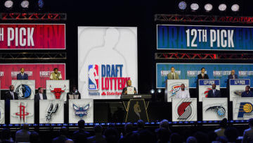 May 16, 2023; Chicago, IL, USA; A overall shot of the 2023 NBA Draft Lottery at McCormick Place West. Mandatory Credit: David Banks-USA TODAY Sports