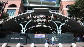 Oct 27, 2021; Houston, TX, USA; A general view of Minute Maid Park before game two of the 2021 World Series between the Houston Astros and the Atlanta Braves. Mandatory Credit: Thomas Shea-USA TODAY Sports
