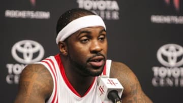 Sep 28, 2015; Houston, TX, USA; Houston Rockets guard Ty Lawson (3) answers questions during media day at Toyota Center. Mandatory Credit: Troy Taormina-USA TODAY Sports