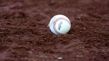 WASHINGTON, DC - MAY 23: A baseball sits in the dirt following the Washington Nationals and San Diego Padres game at Nationals Park on May 23, 2018 in Washington, DC. (Photo by Rob Carr/Getty Images)
