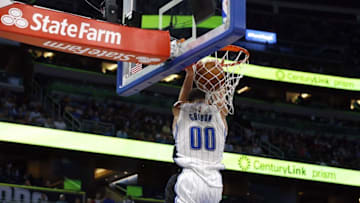 Dec 14, 2016; Orlando, FL, USA; Orlando Magic forward Aaron Gordon (00) dunks backwards against the LA Clippers during the second half at Amway Center. LA Clippers defeated the Orlando Magic 113-108. Mandatory Credit: Kim Klement-USA TODAY Sports
