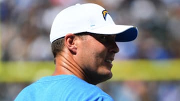 CARSON, CALIFORNIA - AUGUST 18: Philip Rivers #17 of the Los Angeles Chargers on the sidelines during a 19-17 loss to the New Orleans Saints during a preseason game at Dignity Health Sports Park on August 18, 2019 in Carson, California. (Photo by Harry How/Getty Images)