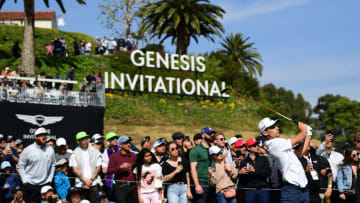 Feb 20, 2022; Pacific Palisades, California, USA; Joaquin Niemann hits from the tenth tee during the final round of the Genesis Invitational golf tournament. Mandatory Credit: Gary A. Vasquez-USA TODAY Sports