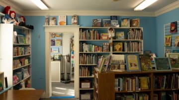 Rows of childrens books, Friday, March 12, 2021, at Blue Marble Books in Fort Thomas, Kentucky.Goodnight Moon Room In Blue Marble Bookstore