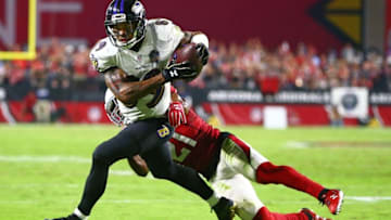 Oct 26, 2015; Glendale, AZ, USA; Baltimore Ravens wide receiver Steve Smith Sr. (89) against the Arizona Cardinals at University of Phoenix Stadium. The Cardinals defeated the Ravens 26-18. Mandatory Credit: Mark J. Rebilas-USA TODAY Sports
