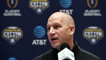 Notre Dame defensive coordinator Clark Lea answers questions from the media during a Cotton Bowl press conference in Dallas, TX Wednesday, December 26, 2018.Notre Dame Cotton Bowl Press Conference
