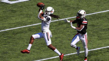 Cincinnati Bearcats cornerback Arquon Bush intercepts a pass against Austin Peay Governors at Nippert Stadium. USA Today.
