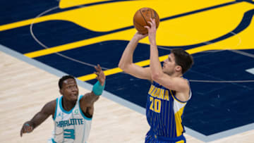 Indiana Pacers forward Doug McDermott shoots the ball. (Photo by Trevor Ruszkowski-USA TODAY Sports)