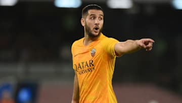 Konstantinos Manolas of AS Roma during the Serie A TIM match between SSC Napoli and AS Roma at Stadio San Paolo Naples Italy on 28 October 2018. (Photo Franco Romano)