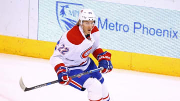 Feb 15, 2016; Glendale, AZ, USA; Montreal Canadiens right wing Dale Weise (22) against the Arizona Coyotes at Gila River Arena. Mandatory Credit: Mark J. Rebilas-USA TODAY Sports
