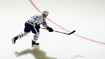 NEWARK, NEW JERSEY - DECEMBER 27: John Tavares #91 of the Toronto Maple Leafs skates in warm-ups prior to the game against the New Jersey Devils at the Prudential Center on December 27, 2019 in Newark, New Jersey. (Photo by Bruce Bennett/Getty Images)