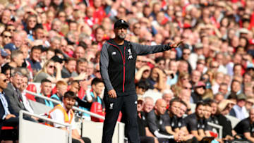 LIVERPOOL, ENGLAND - SEPTEMBER 14: Jurgen Klopp, Manager of Liverpool gives his team instructions during the Premier League match between Liverpool FC and Newcastle United at Anfield on September 14, 2019 in Liverpool, United Kingdom. (Photo by Jan Kruger/Getty Images)