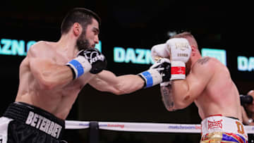 CHICAGO, IL - OCTOBER 06: Artur Beterbiev lands a punch against Callum Jonhson during a IBF World Light-Heavyweight title fight at Wintrust Arena on October 6, 2018 in Chicago, Illinois. (Photo by Jonathan Daniel/Getty Images)