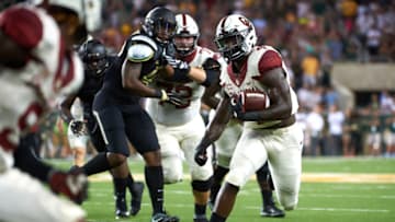 WACO, TX - SEPTEMBER 23: Trey Sermon #4 of the Oklahoma Sooners breaks free for a 34 yard touchdown run against the Baylor Bears during the second half at McLane Stadium on September 23, 2017 in Waco, Texas. (Photo by Cooper Neill/Getty Images)