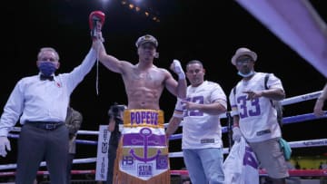 DAYTONA BEACH, FL - AUGUST 15: Richard Rivera wins against Ryan Soft during the Alberto Ignacio Palmetta v Tre'Sean Wiggins boxing match at the Ocean Center on August 15, 2020 in Daytona Beach, Florida. (Photo by Alex Menendez/Getty Images)