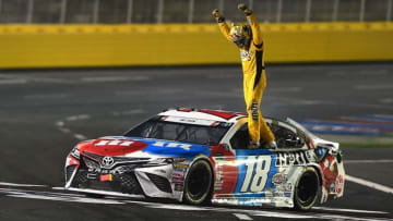 CHARLOTTE, NC - MAY 27: Kyle Busch, driver of the #18 M and M's Red White and Blue Toyota (Photo by Jared C. Tilton/Getty Images)
