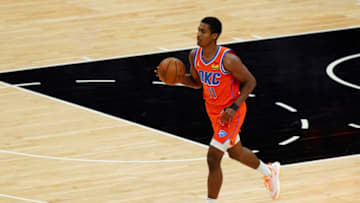 Theo Maledon #11 of the OKC Thunder dribbles down court. (Photo by Ben Green/Getty Images)
