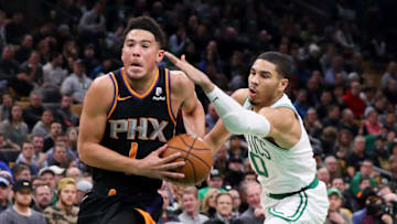 Devin Booker Jayson Tatum Phoenix Suns (Photo by Maddie Meyer/Getty Images)