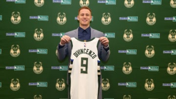 MILWAUKEE, WI - JUNE 25: Milwaukee Bucks first-round draft pick Donte DiVincenzo poses for a photo during a press conference on June 25, 2018 at the Froedtert & The Medical College of Wisconsin Sports Science Center in Milwaukee, Wisconsin. NOTE TO USER: User expressly acknowledges and agrees that, by downloading and/or using this photograph, user is consenting to the terms and conditions of the Getty Images License Agreement. Mandatory Copyright Notice: Copyright 2018 NBAE (Photo by Gary Dineen/NBAE via Getty Images)