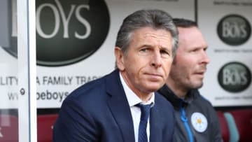BURNLEY, ENGLAND - APRIL 14: Claude Puel, Manager of Leicester City looks on prior to the Premier League match between Burnley and Leicester City at Turf Moor on April 14, 2018 in Burnley, England. (Photo by Matthew Lewis/Getty Images)