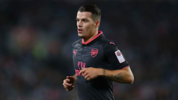 SYDNEY, AUSTRALIA - JULY 13: Granit Xhaka of Arsenal looks on during the match between Sydney FC and Arsenal FC at ANZ Stadium on July 13, 2017 in Sydney, Australia. (Photo by Zak Kaczmarek/Getty Images)