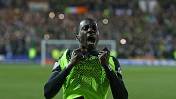 17th February 2019, Rugby Park, Kilmarnock, Scotland; Ladbrokes Premiership football, Kilmarnock versus Celtic; Timothy Weah of Celtic celebrates the winning goal from Scott Brown in the 90th minute for 1-0 (photo by Vagelis Georgariou/Action Plus via Getty Images)