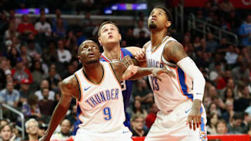 Jerami Grant, Paul George, OKC Thunder (Photo by Chris Elise/NBAE via Getty Images)
