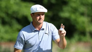 CROMWELL, CONNECTICUT - JUNE 23: Bryson DeChambeau of the United States acknowledges fans on the 14th green during the final round of the Travelers Championship at TPC River Highlands on June 23, 2019 in Cromwell, Connecticut. (Photo by Rob Carr/Getty Images)