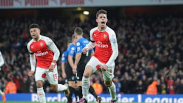 LONDON, ENGLAND - DECEMBER 28: Gabrial celebrates scoring for Arsenal during the Barclays Premier League match between Arsenal and A.F.C. Bournemouth at Emirates Stadium on December 28, 2015 in London, England. (Photo by Stuart MacFarlane/Arsenal FC via Getty Images)