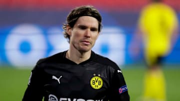 SEVILLA, SPAIN - FEBRUARY 17: Marwin Hitz of Borussia Dortmund during the UEFA Champions League match between Sevilla v Borussia Dortmund at the Estadio Ramon Sanchez Pizjuan on February 17, 2021 in Sevilla Spain (Photo by David S. Bustamante/Soccrates/Getty Images)