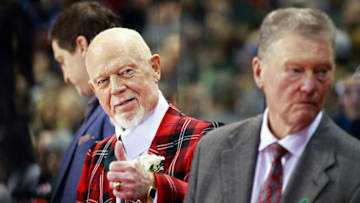 VANCOUVER, BC - JANUARY 28: Team Cherry coach Don Cherry gives Bobby Orr the thumbs up during the CHL/NHL Top Prospects Game January 28, 2016 at Pacific Coliseum in Vancouver, British Columbia, Canada. (Photo by Jeff Vinnick/Getty Images)