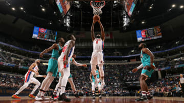 MEMPHIS, TN - FEBRUARY 3: Andre Drummond #0 of the Detroit Pistons dunks the ball against the Memphis Grizzlies on February 3, 2020 at FedExForum in Memphis, Tennessee. NOTE TO USER: User expressly acknowledges and agrees that, by downloading and or using this photograph, User is consenting to the terms and conditions of the Getty Images License Agreement. Mandatory Copyright Notice: Copyright 2020 NBAE (Photo by Joe Murphy/NBAE via Getty Images)