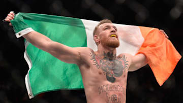 NEW YORK, NY - NOVEMBER 12: Conor McGregor of Ireland celebrates his victory over Eddie Alvarez in their UFC lightweight championship fight during the UFC 205 event at Madison Square Garden on November 12, 2016 in New York City. (Photo by Brandon Magnus/Zuffa LLC/Zuffa LLC via Getty Images)