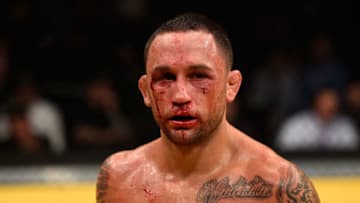 LAS VEGAS, NV - JULY 09: Frankie Edgar prepares for round five against Jose Aldo of Brazil in their UFC interim featherweight championship bout during the UFC 200 event on July 9, 2016 at T-Mobile Arena in Las Vegas, Nevada. (Photo by Josh Hedges/Zuffa LLC/Zuffa LLC via Getty Images)