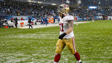 CHICAGO, IL - DECEMBER 04: Daniel Kilgore #67 of the San Francisco 49ers walks toward the locker room at the conclusion of the game against the Chicago Bears at Soldier Field on December 4, 2016 in Chicago, Illinois. The Chicago Bears defeat the San Francisco 49ers 26-6. (Photo by Joe Robbins/Getty Images)