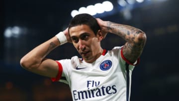 LONDON, ENGLAND - MARCH 09: Angel Di Maria of PSG reacts after a missed chance on goal during the UEFA Champions League round of 16, second leg match between Chelsea and Paris Saint Germain at Stamford Bridge on March 9, 2016 in London, United Kingdom. (Photo by Clive Rose/Getty Images)