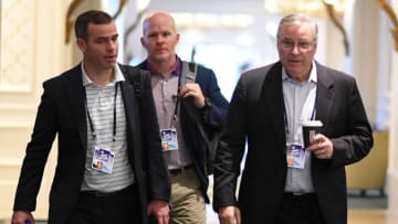 Buffalo Bills General Manager Brandon Beane, head coach Sean McDermott, and owner Terry Pegula (Photo by B51/Mark Brown/Getty Images)